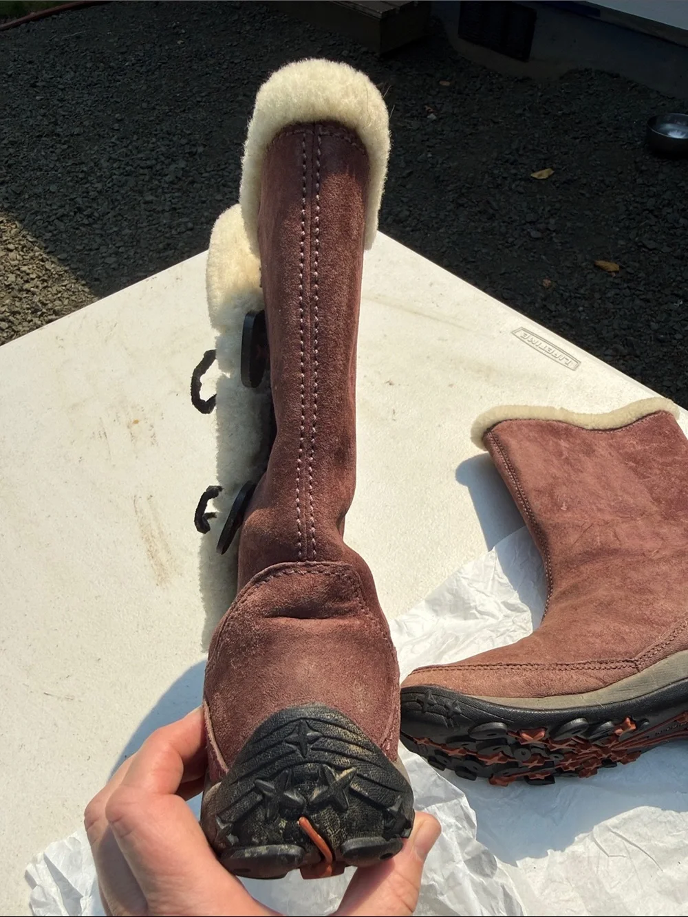 Merrell Women's Brown Suede Shearling-Trim Winter Pull-On Boots